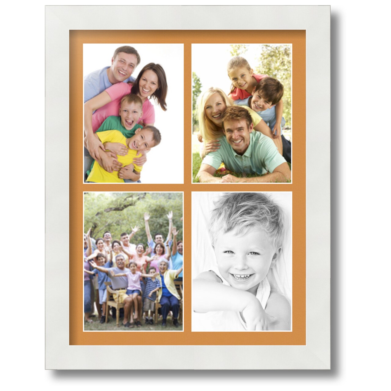 ArtToFrames Collage Photo Picture Frame with 4 - 5x7 inch Openings, Framed in White with Over 62 Mat Color Options and Regular Glass (CSM-3966-2153)